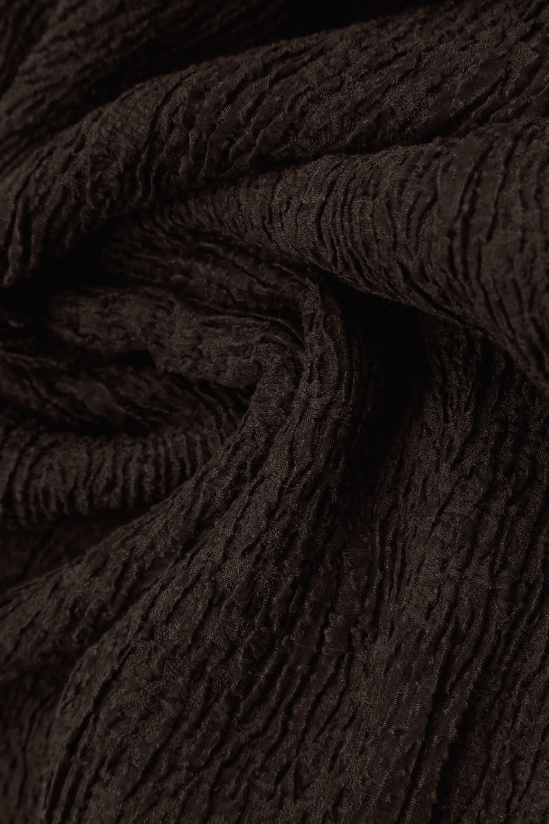 Forest Brown Textured Silk Linen Pencil Skirt 5