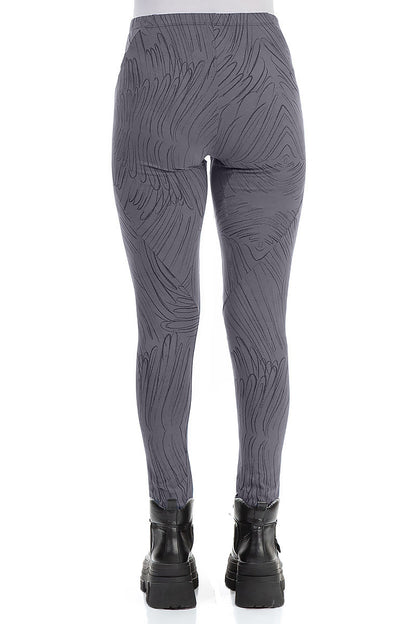 Forest Grey Feathers Cotton Leggings