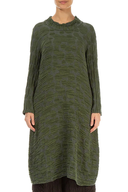 Forest Mist Circle Silk Linen Dress 1