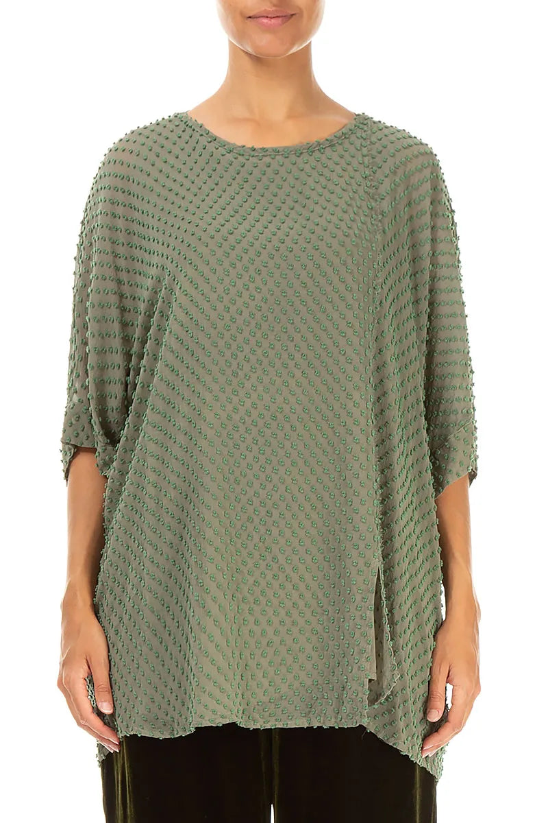 Forest Mist Dotty Silk Blouse 1