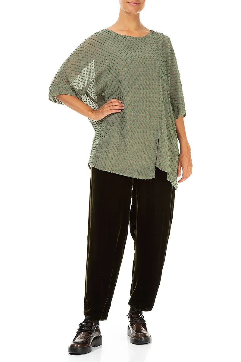 Forest Mist Dotty Silk Blouse 4