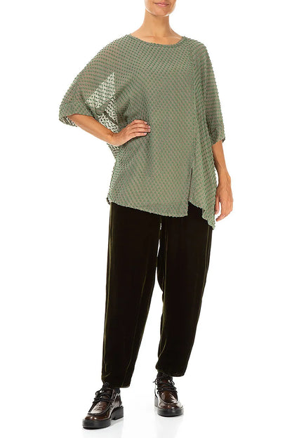 Forest Mist Dotty Silk Blouse 4