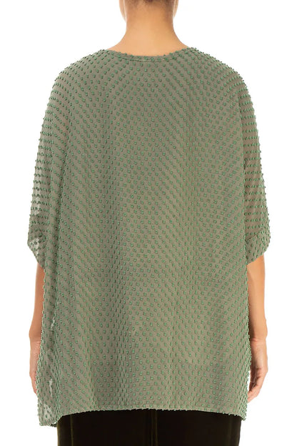 Forest Mist Dotty Silk Blouse 2