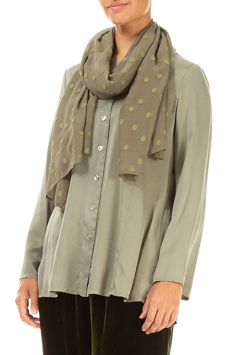 Forest Mist Light Dotty Silk Scarf 3