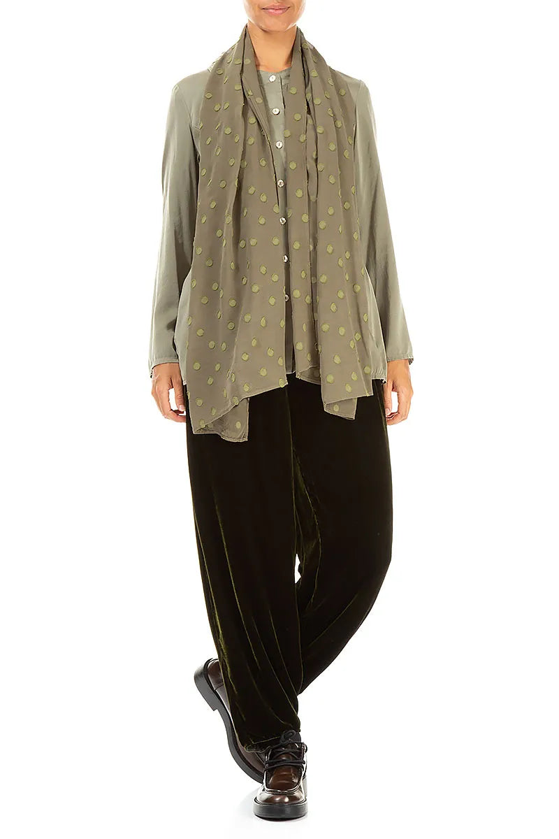 Forest Mist Light Dotty Silk Scarf 2