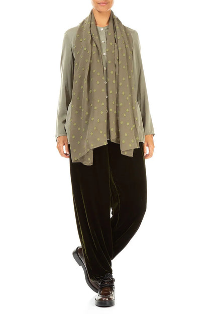 Forest Mist Light Dotty Silk Scarf 2