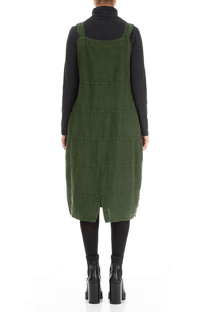 Forest Mist Linen Dungaree Dress 2