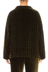 Forest Mist Pleated Silk Velvet Jacket 3