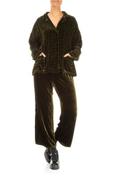 Forest Mist Pleated Silk Velvet Jacket 5