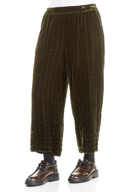 Forest Mist Pleated Silk Velvet Trousers 3