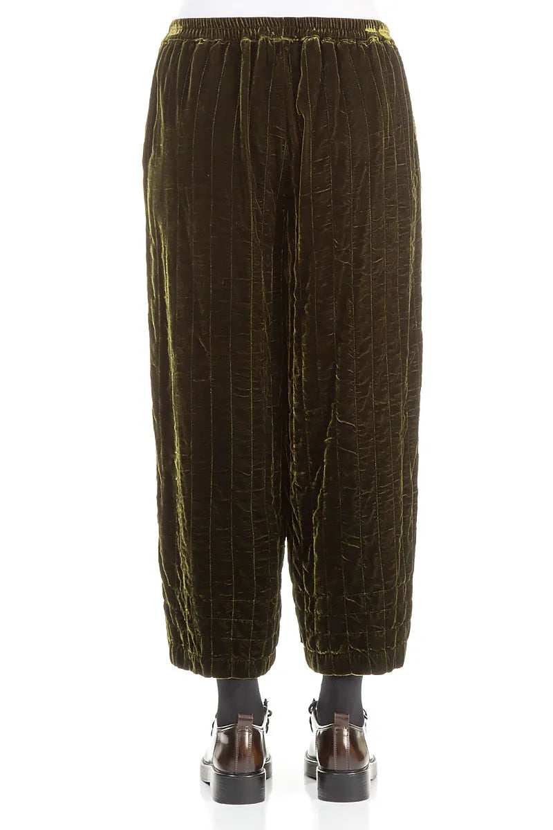 Forest Mist Pleated Silk Velvet Trousers