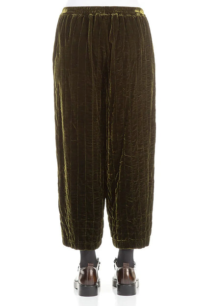 Forest Mist Pleated Silk Velvet Trousers 2