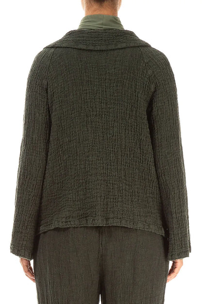 Veste en lin texturé couleur brume de forêt