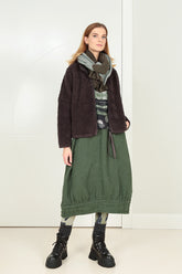 Forest Mist Textured Linen Midi Skirt 6