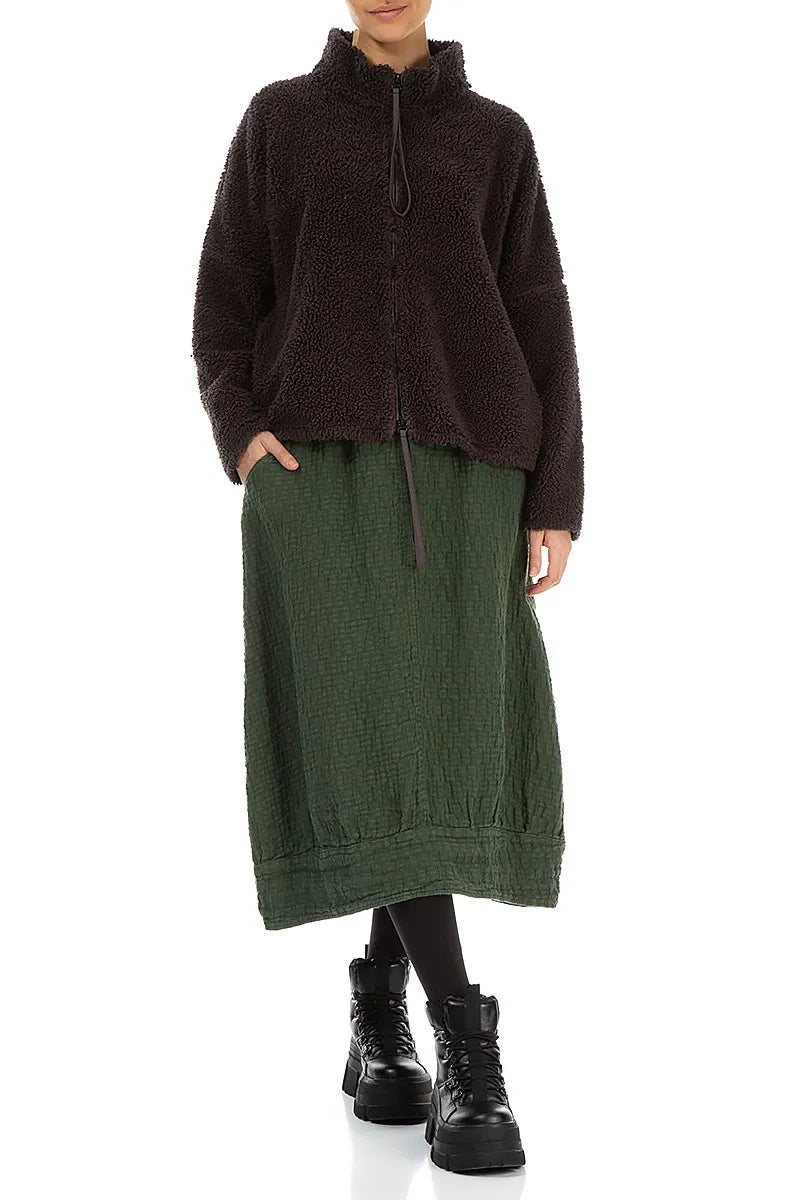 Forest Mist Textured Linen Midi Skirt 4