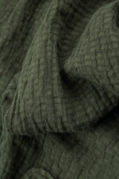 Forest Mist Textured Linen Midi Skirt 5