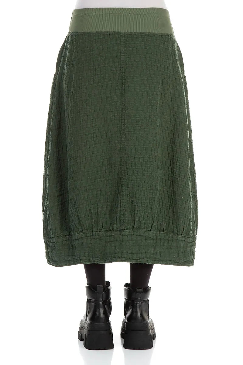Forest Mist Textured Linen Midi Skirt 2