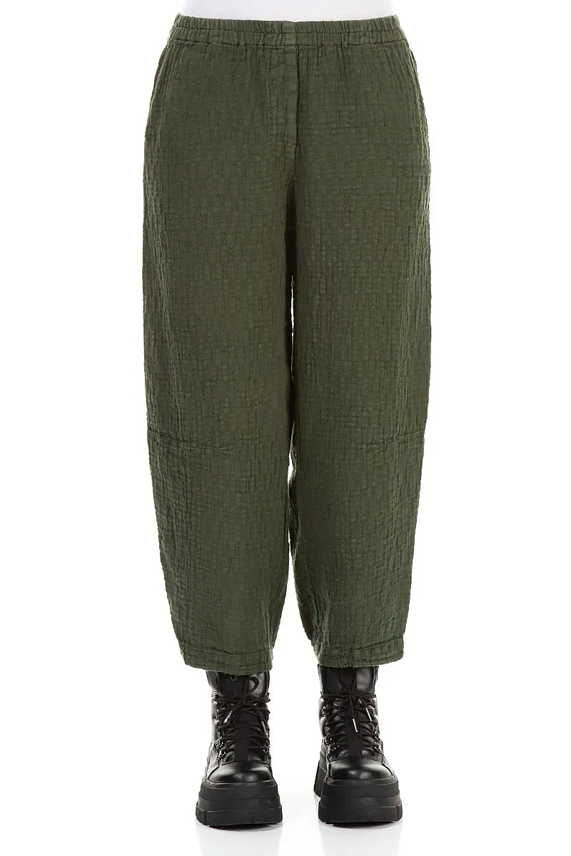 Forest Mist Textured Linen Trousers