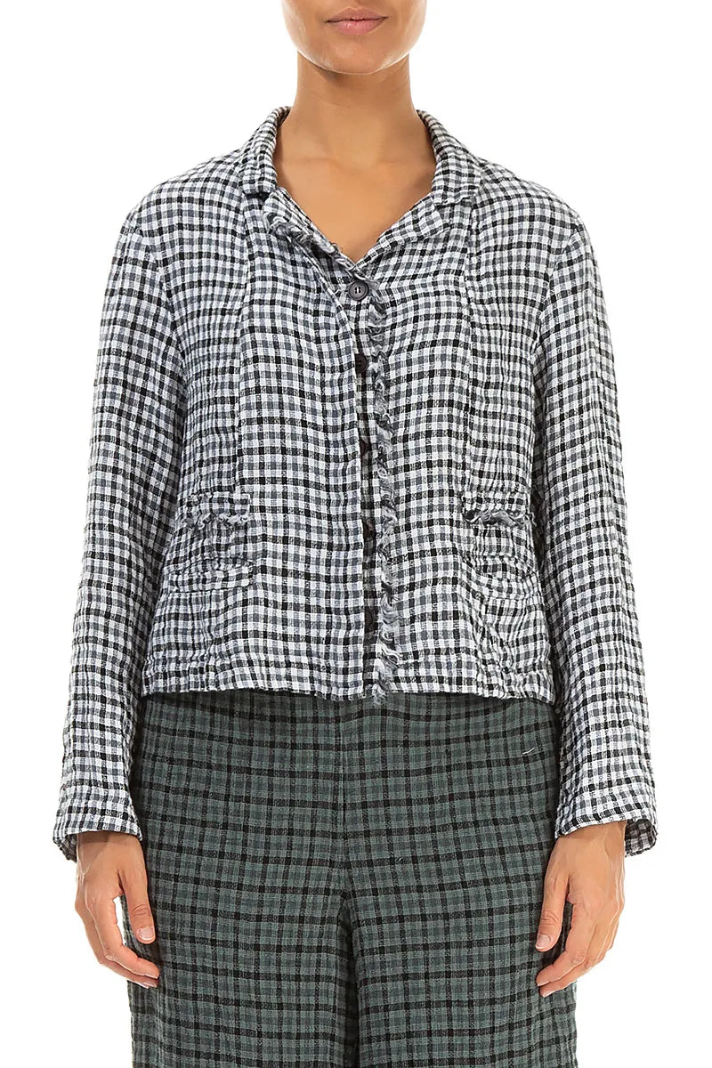 Frayed Edge Heritage Check Linen Jacket