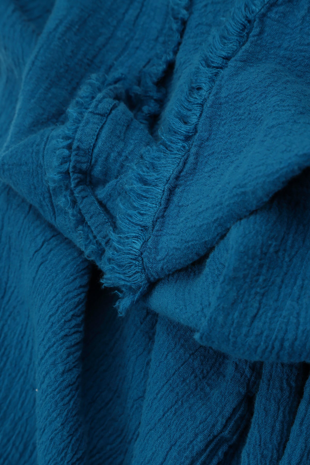 Frayed Hem Cobalt Blue Linen Viscose Dress 5