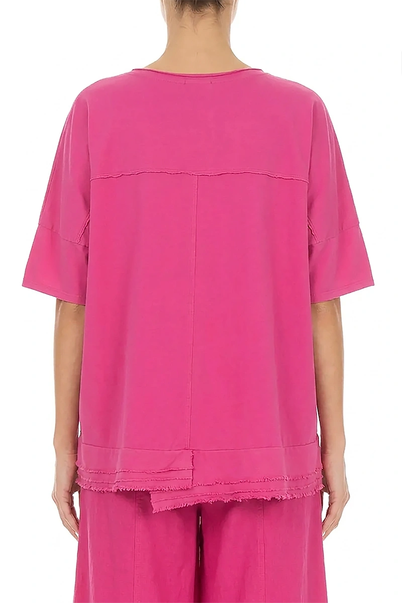 Frayed Hem Fuchsia Cotton Top
