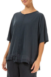 Frayed Hem Graphite Cotton Top 3