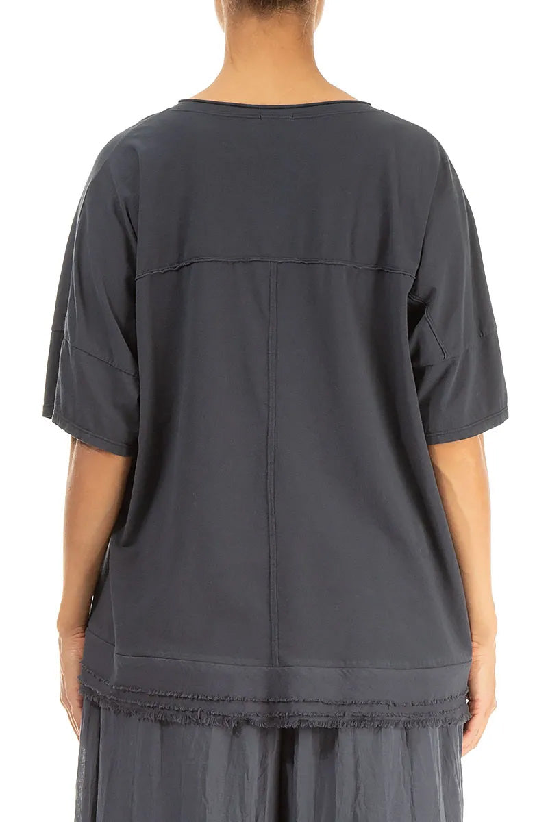 Frayed Hem Graphite Cotton Top 2