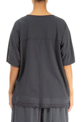 Frayed Hem Graphite Cotton Top 2
