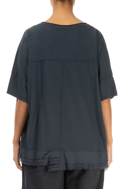 Frayed Hem Graphite Cotton Top 2