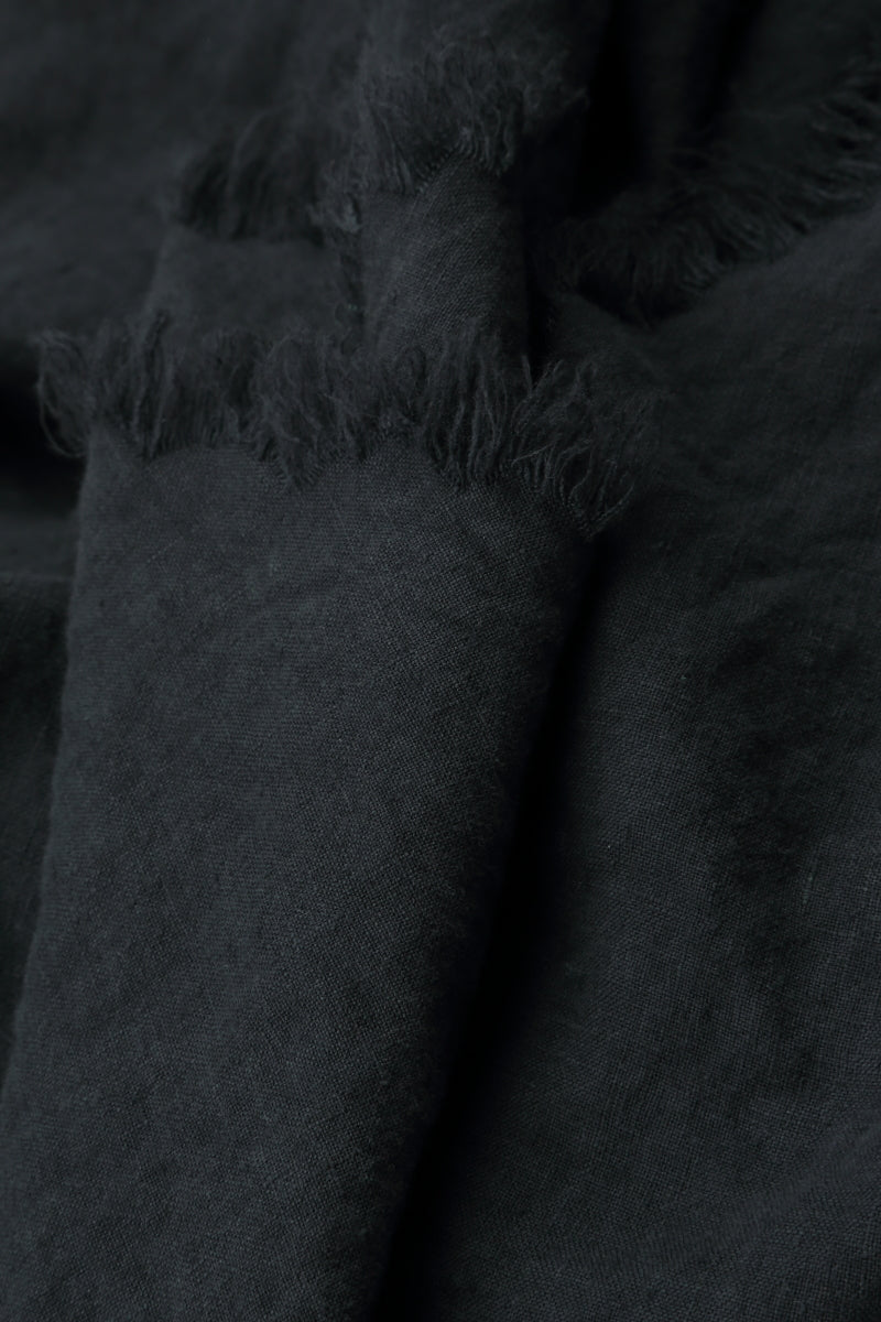 Frayed Hem Graphite Linen Skirt 5