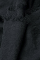 Frayed Hem Graphite Linen Skirt 5