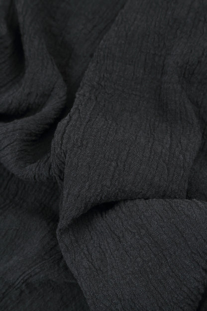 Frayed Hem Graphite Linen Viscose Dress