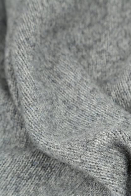 Frayed Hem Light Grey Mélange Cashmere Sweater 5