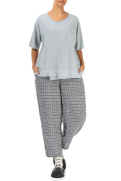 Haut en coton gris argenté à ourlet effiloché