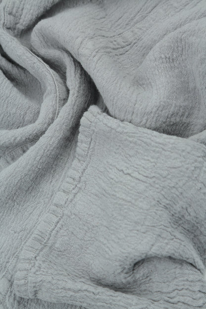 Frayed Hem Silver Grey Linen Viscose Dress 5