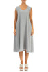 Frayed Hem Silver Grey Linen Viscose Dress 1