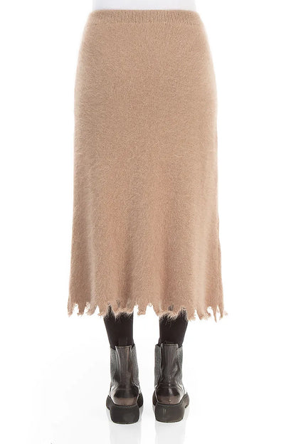 Frayed Hem Soft Taupe Angora Skirt 2