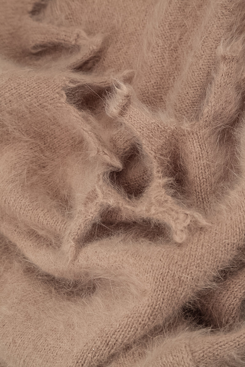 Frayed Hem Soft Taupe Angora Sweater 7