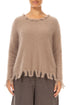 Frayed Hem Soft Taupe Angora Sweater 1