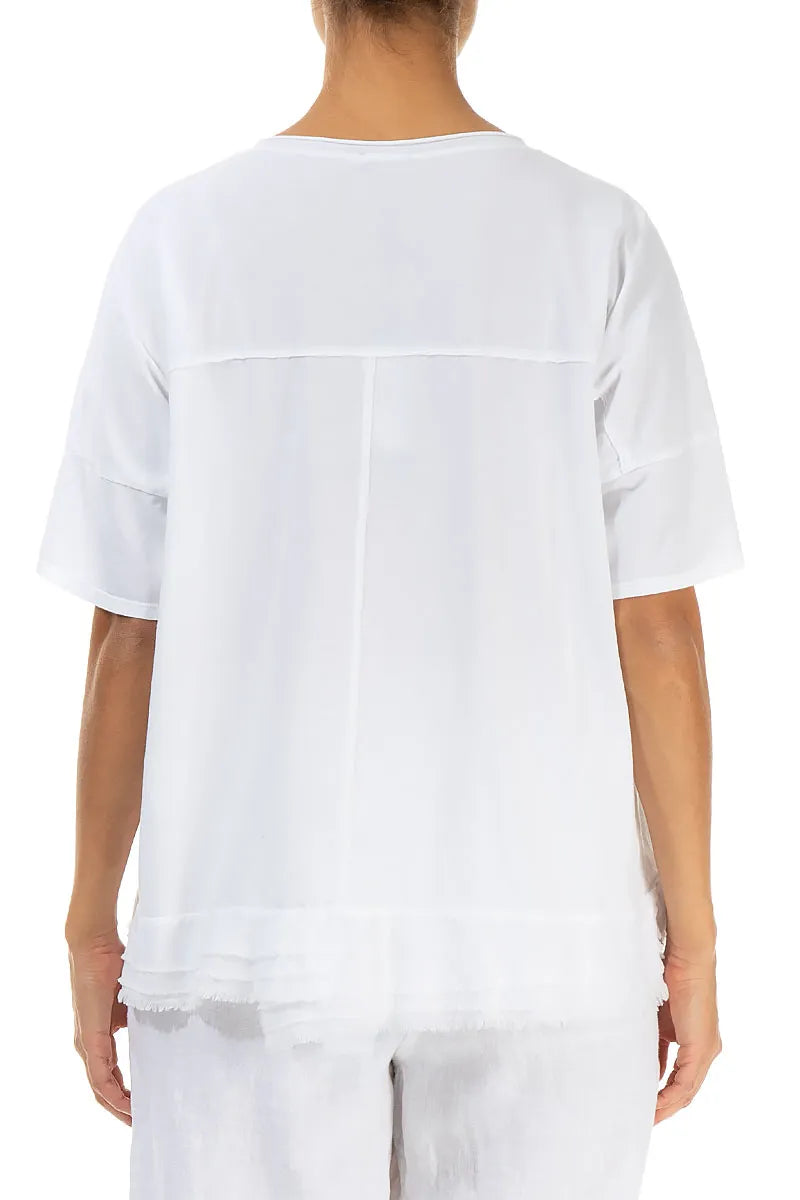 Frayed Hem White Cotton Top 2