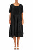 Frill Black Gauze Linen Dress 1
