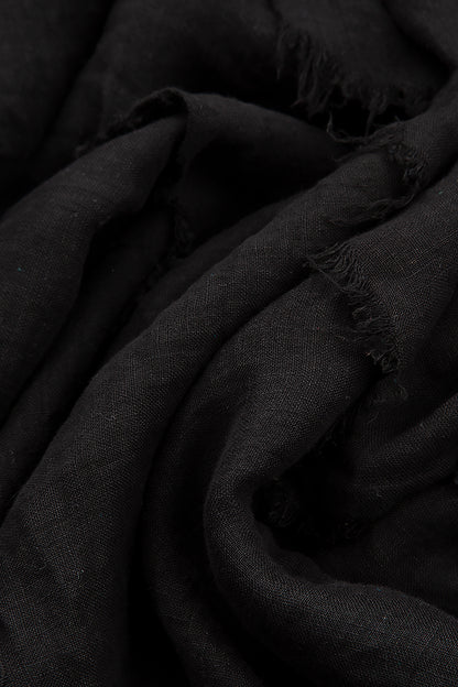 Frill Black Gauze Linen Dress 5