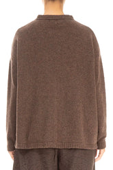 Frill Collar Brown Wool Cardigan 2