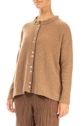 Frill Collar Caramel Wool Cardigan 3