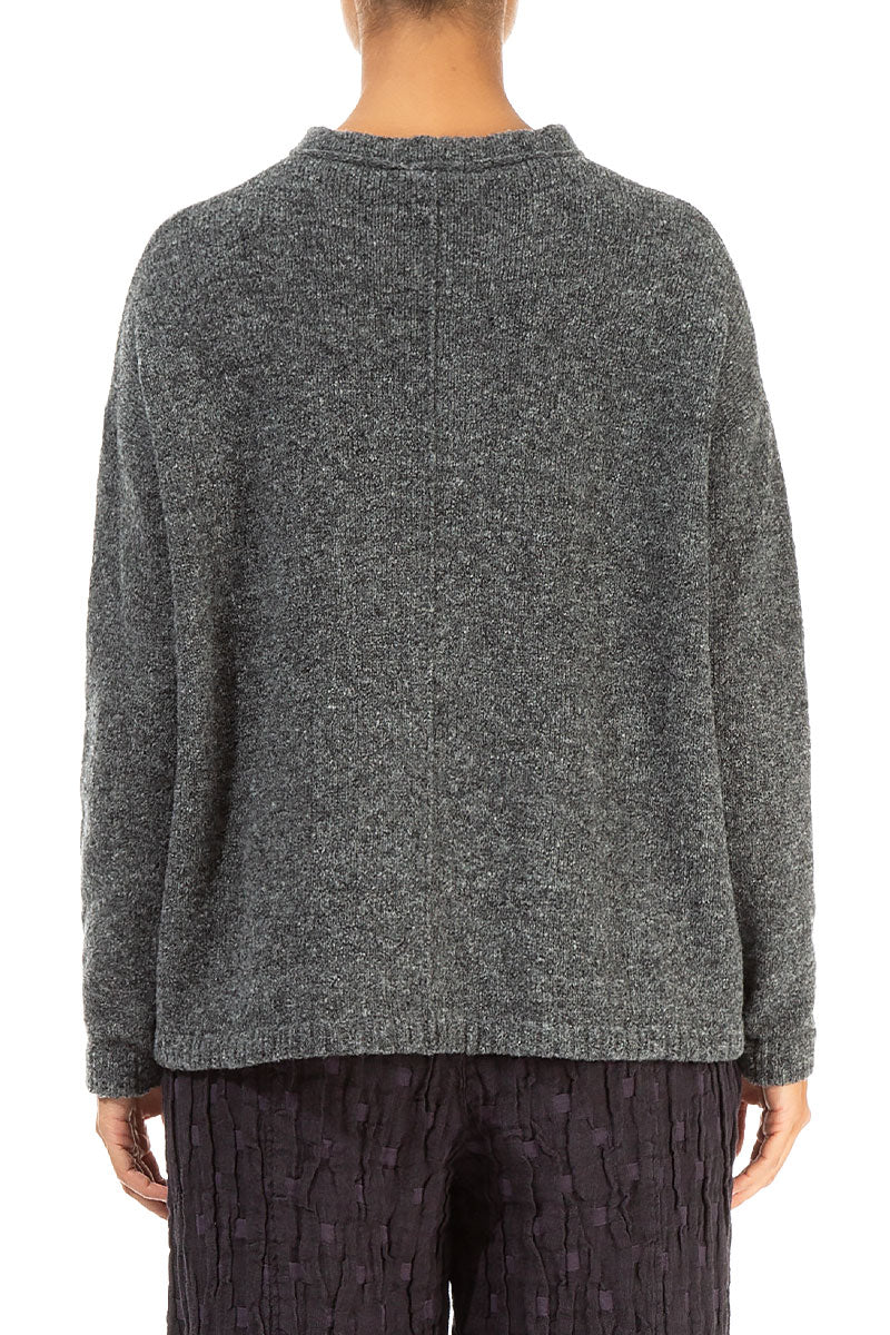 Frill Collar Grey Wool Cardigan