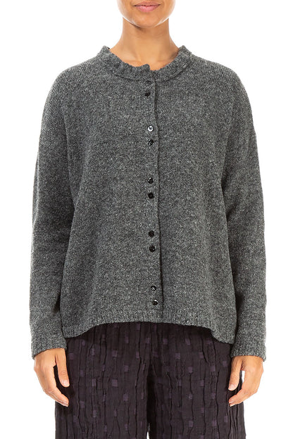 Frill Collar Grey Wool Cardigan