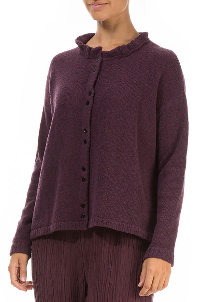 Frill Collar Mulberry Wool Cardigan