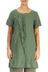 Frill Detail Green Linen Tunic Dress 1