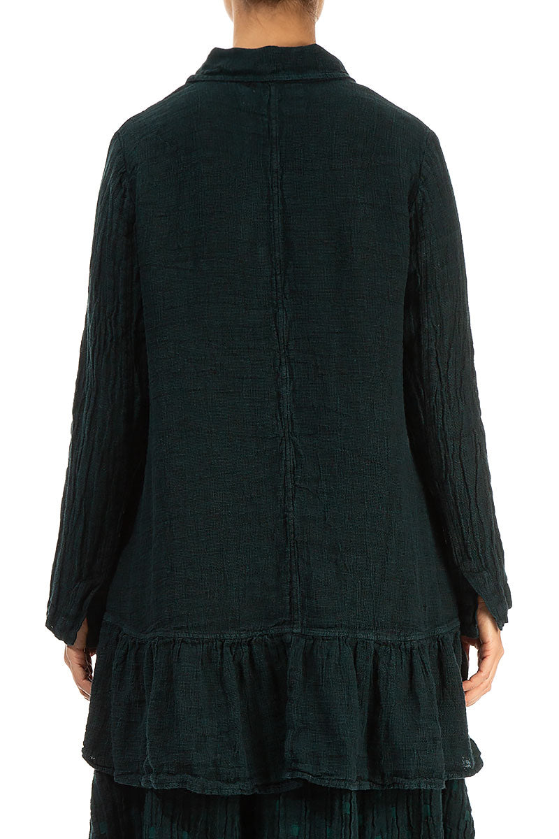 Frilled Edge Emerald Mélange Linen Jacket