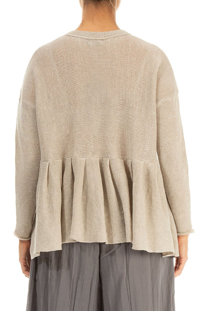 Frilled Hem Natural Linen Cardigan 2